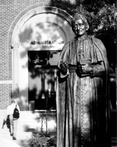 Cardinal Newman Statue in front of Sacred Heart Hall