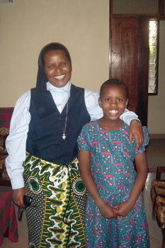 Sister Euphrasia and Maria, an orphan the sisters took in, who speaks English and hopes to become a sister in the future, in Dodoma.