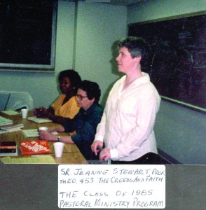 Former ASC Jeanne Stewart leads a theology class in 1985.