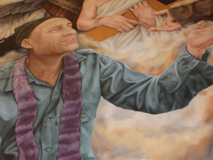 Close up of Father Emil Kapaun in the St John's Chapel mural