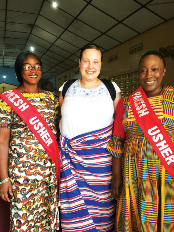 Erin Schueller with parish ushers in Liberia