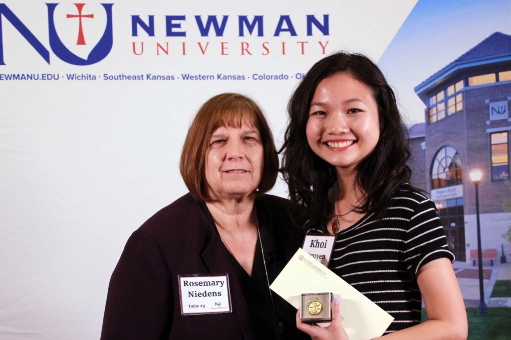 Associate Vice President for Academic Affairs Rosemary Niedens and Khoi Nguyen