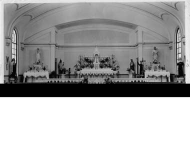 An old black and white image of the Chapel in Sacred Heart Hall