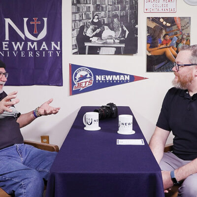 James Sanny talking with a guest during a session of The Newman Bond podcast.