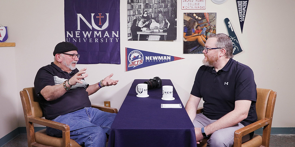 James Sanny talking with a guest during a session of The Newman Bond podcast.