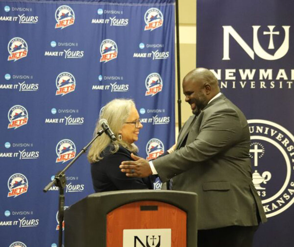 President Jagger congratulates Kenyon Spears.